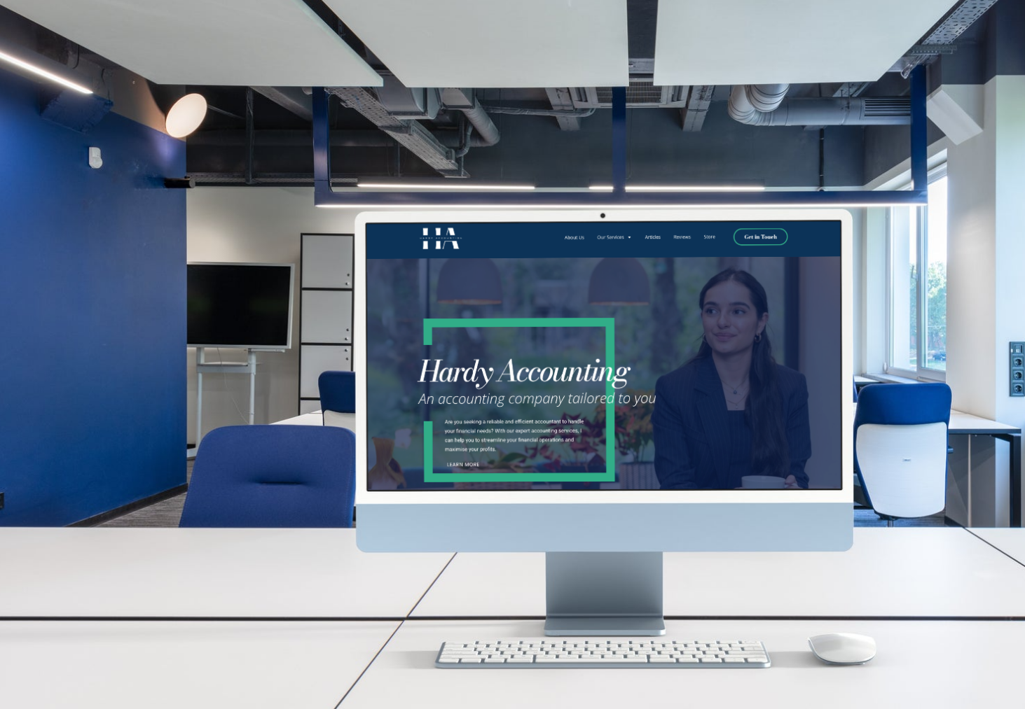 Hardy Accounting website shown on a desktop monitor