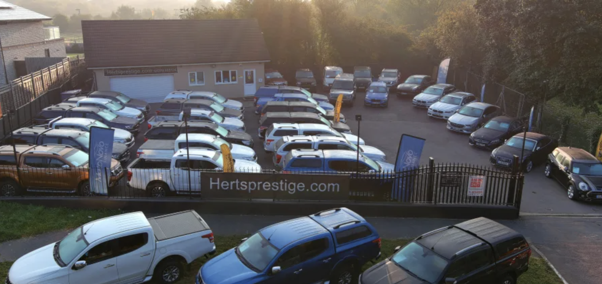 Herts Prestige forecourt with cars for sale