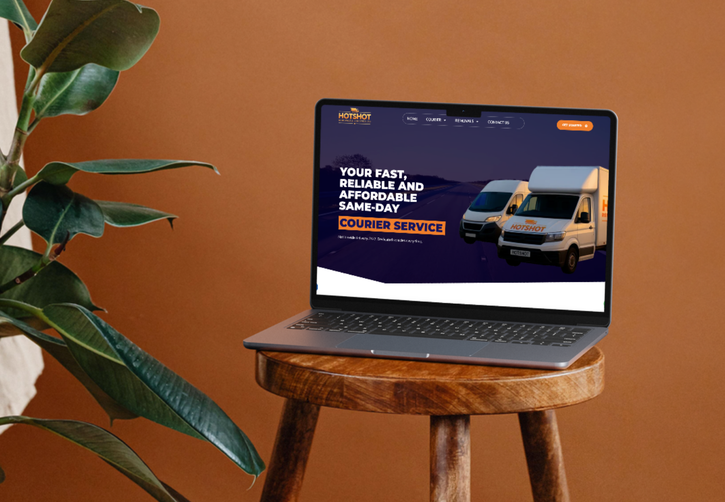 Hotshot Logistics website shown on a laptop