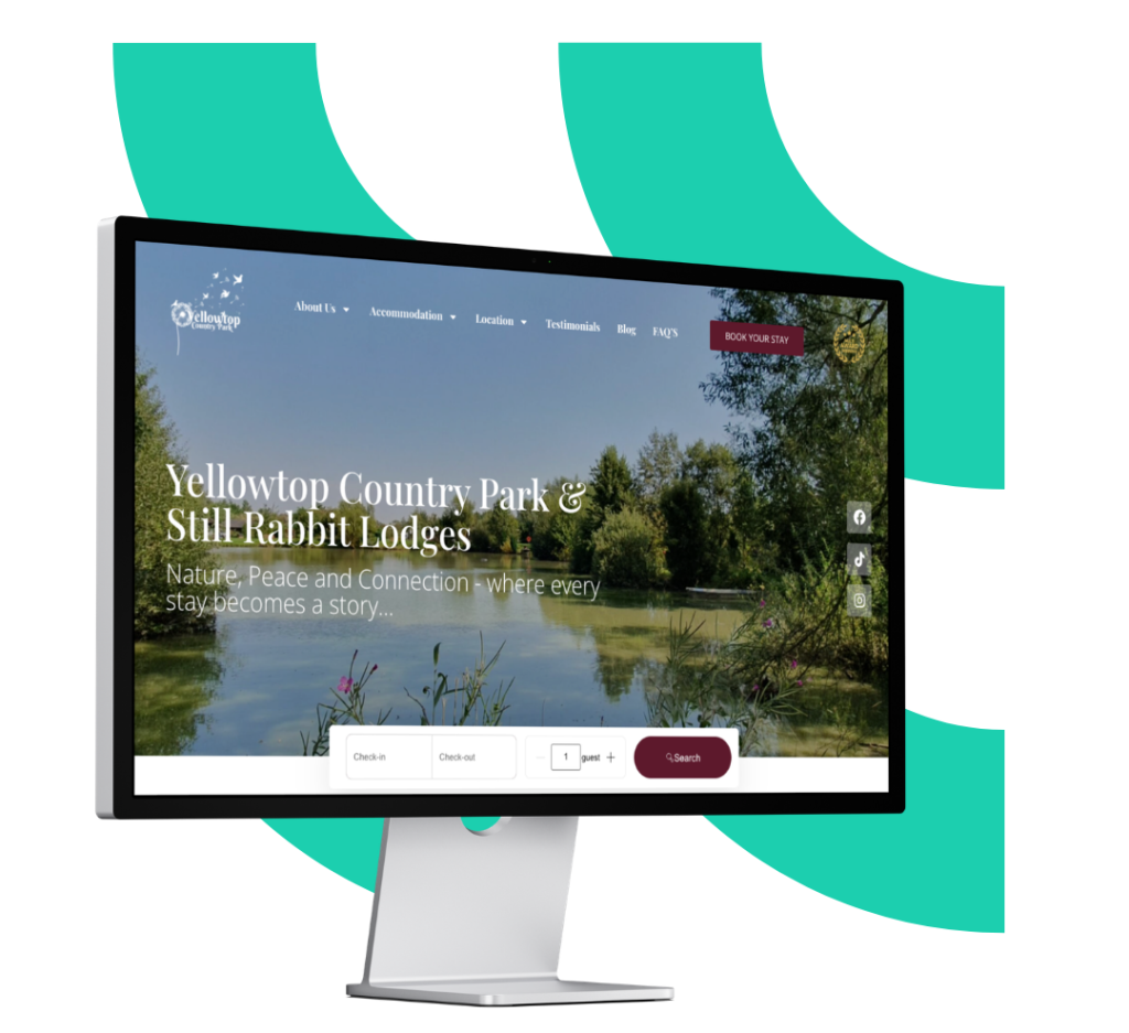 Yellowtop Country Park website shown on a desktop monitor
